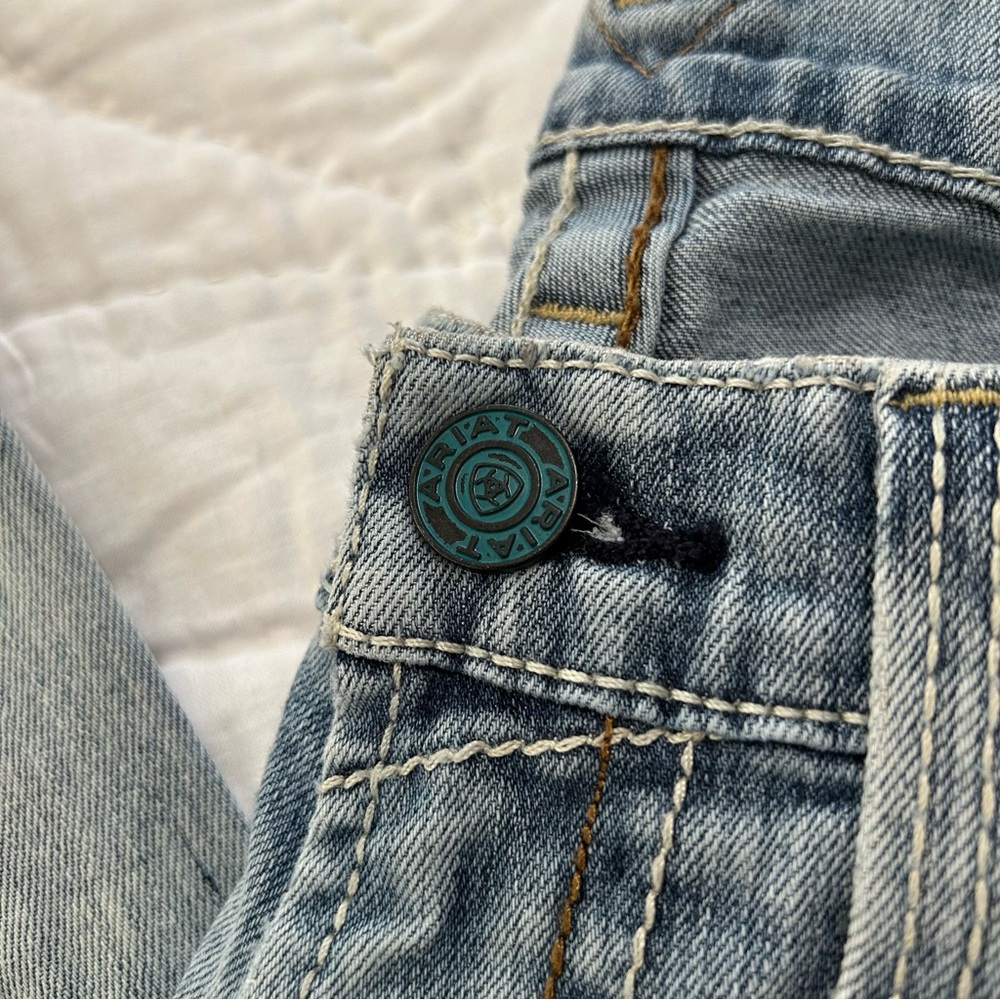 Ariat M7 Rocker Straight Leg Jeans Mens 32X34 Blue Faded Western Slim Fit Grunge - Picture 4 of 16